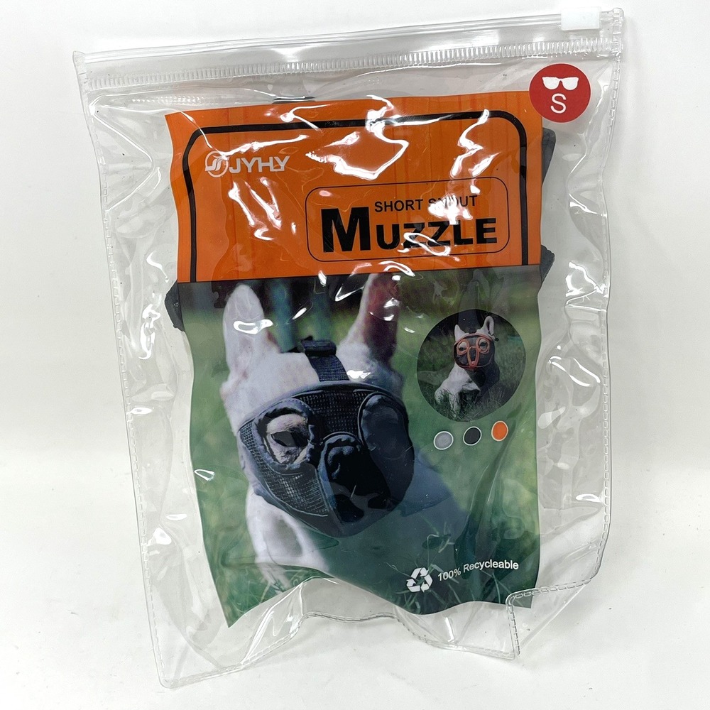 Short Snout Dog Muzzles Adjustable Breathable‎ Mesh Muzzle Bulldogs Frenchies S